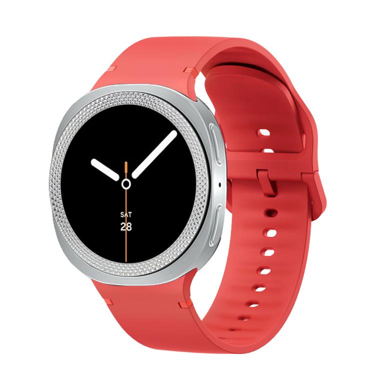 For Samsung Galaxy Watch8 40mm Rhombic Texture Bezel and Solid Color Stitched Silicone Watch Band(Red Silver) - free shipping - PMC TechLife - Order now!