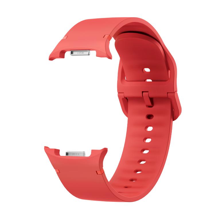 For Samsung Galaxy Watch8 40mm Rhombic Texture Bezel and Solid Color Stitched Silicone Watch Band(Red Silver) - free shipping - PMC TechLife - Order now!