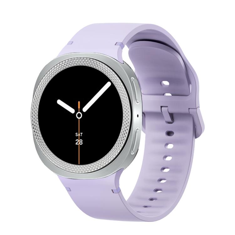 For Samsung Galaxy Watch8 40mm Rhombic Texture Bezel and Solid Color Stitched Silicone Watch Band(Official Purple Silver) - free shipping - PMC TechLife - Order now!