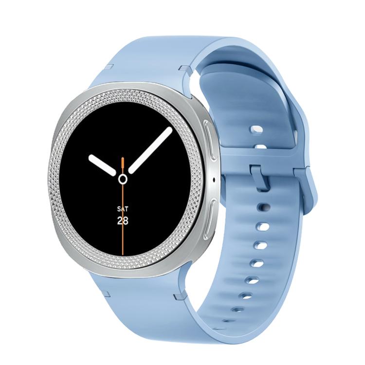 For Samsung Galaxy Watch8 40mm Rhombic Texture Bezel and Solid Color Stitched Silicone Watch Band(Light Blue Silver) - free shipping - PMC TechLife - Order now!