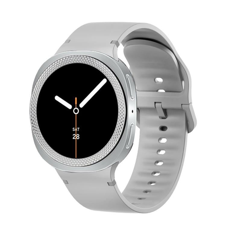 For Samsung Galaxy Watch8 40mm Rhombic Texture Bezel and Solid Color Stitched Silicone Watch Band(Gray Silver) - free shipping - PMC TechLife - Order now!