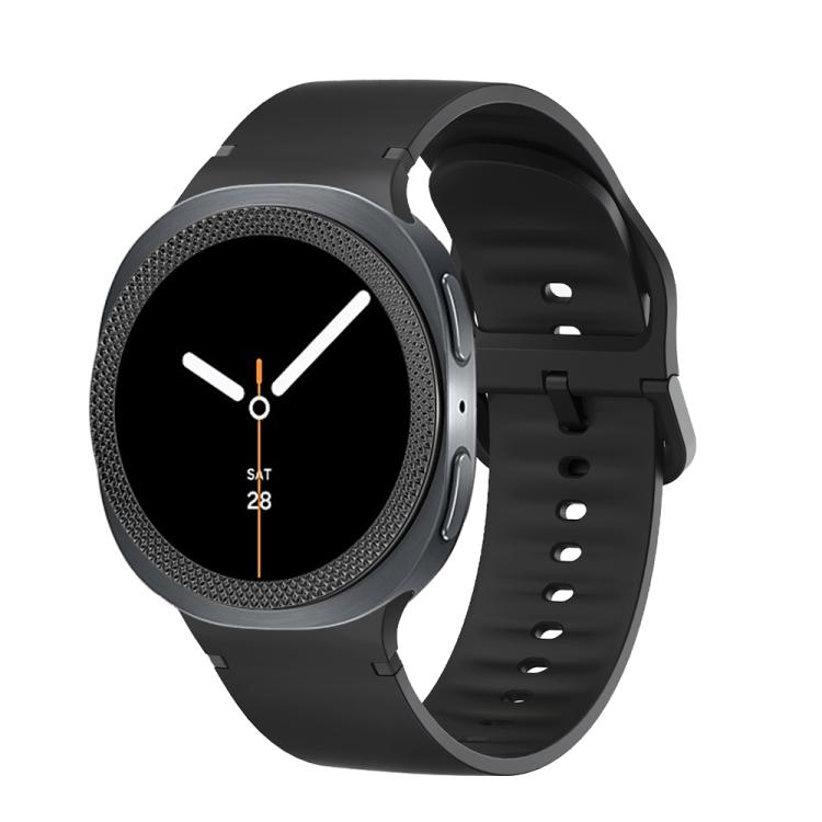 For Samsung Galaxy Watch8 40mm Rhombic Texture Bezel and Solid Color Stitched Silicone Watch Band(Black Black) - free shipping - PMC TechLife - Order now!