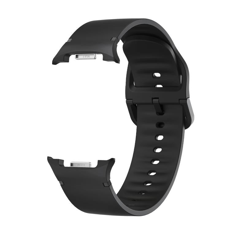 For Samsung Galaxy Watch8 40mm Rhombic Texture Bezel and Solid Color Stitched Silicone Watch Band(Black Black) - free shipping - PMC TechLife - Order now!