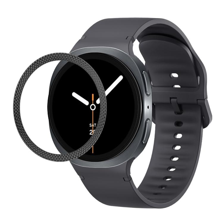 For Samsung Galaxy Watch8 40mm Rhombic Texture Bezel and Solid Color Stitched Silicone Watch Band(Dark Gray Black) - free shipping - PMC TechLife - Order now!