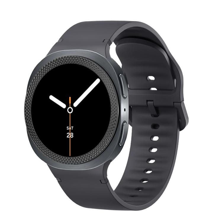For Samsung Galaxy Watch8 40mm Rhombic Texture Bezel and Solid Color Stitched Silicone Watch Band(Dark Gray Black) - free shipping - PMC TechLife - Order now!