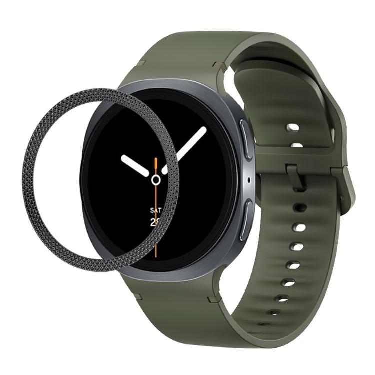 For Samsung Galaxy Watch8 40mm Rhombic Texture Bezel and Solid Color Stitched Silicone Watch Band(Army Green Black) - free shipping - PMC TechLife - Order now!