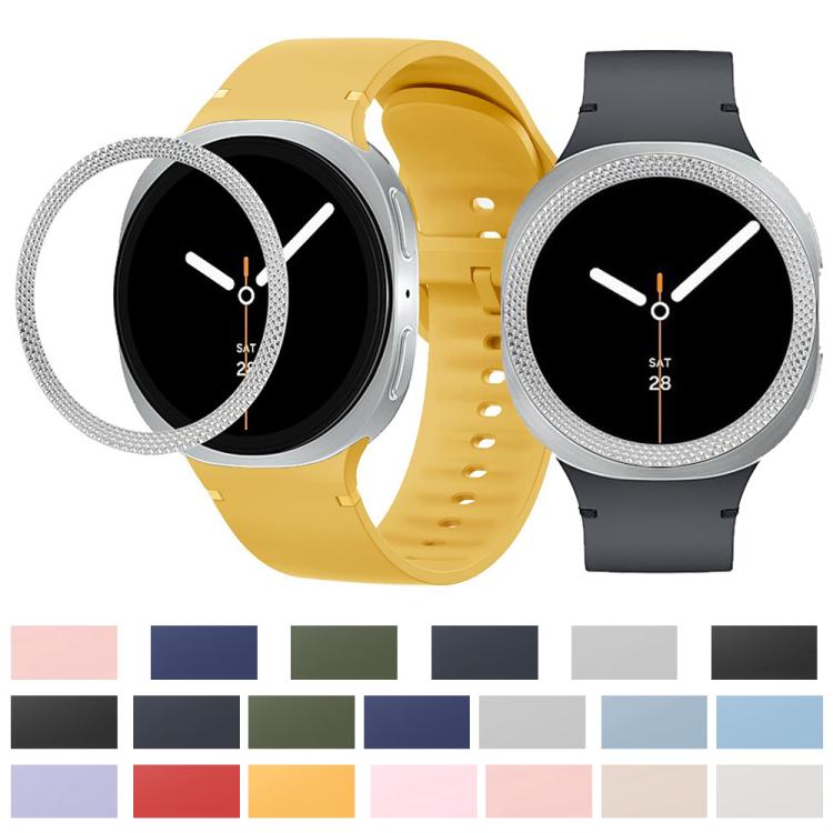 For Samsung Galaxy Watch8 44mm Rhombic Texture Bezel and Solid Color Stitched Silicone Watch Band(Dark Gray Black) - free shipping - PMC TechLife - Order now!