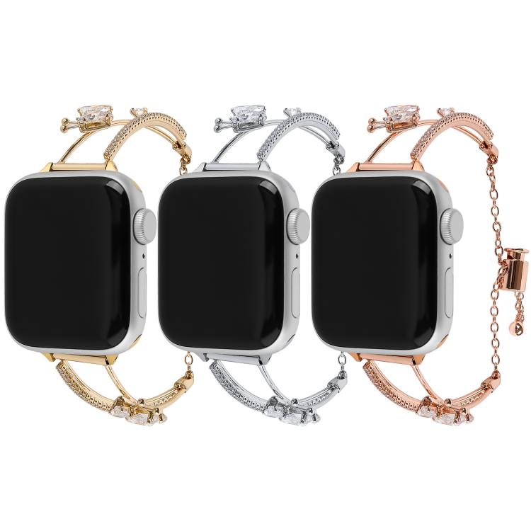 For Apple Watch 42mm / 41mm / 40mm / 38mm Copper-Inlaid Butterfly Zircon Bracelet Watch Band(Siver) - free shipping - PMC TechLife - Order now!
