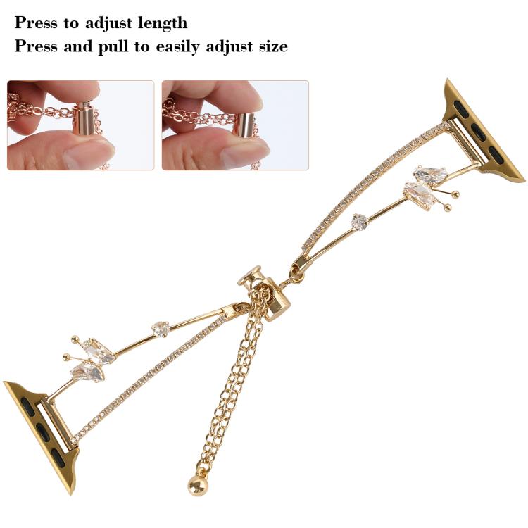 For Apple Watch 42mm / 41mm / 40mm / 38mm Copper-Inlaid Butterfly Zircon Bracelet Watch Band(Siver) - free shipping - PMC TechLife - Order now!