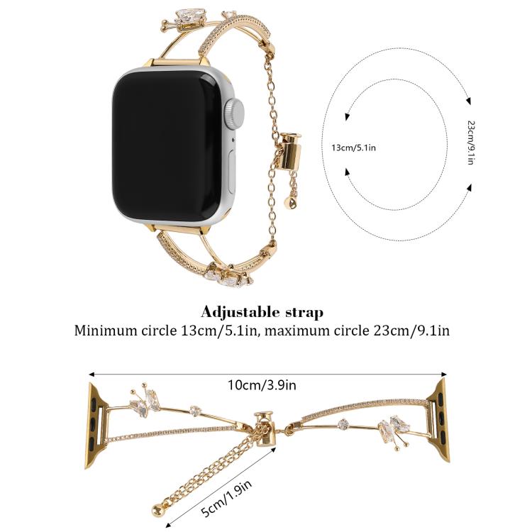 For Apple Watch 46mm / 49mm / 45mm / 44mm Copper-Inlaid Butterfly Zircon Bracelet Watch Band(Rose Gold) - free shipping - PMC TechLife - Order now!