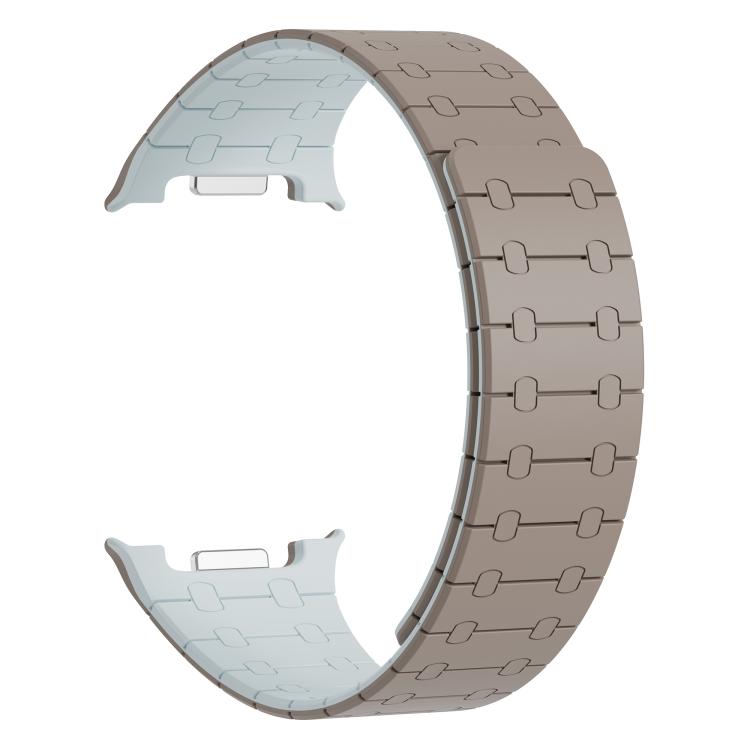 For Samsung Galaxy Watch8 / Watch8 Classic Integrated Magnetic Silicone Watch Band(Khaki+Light Cyan) - free shipping - PMC TechLife - Order now!