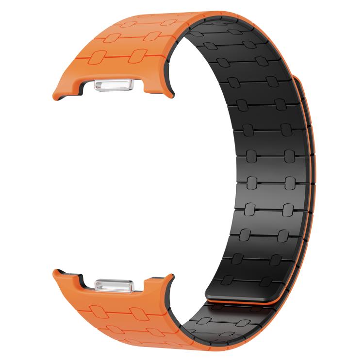 For Samsung Galaxy Watch8 / Watch8 Classic Integrated Magnetic Silicone Watch Band(Orange+Black) - free shipping - PMC TechLife - Order now!