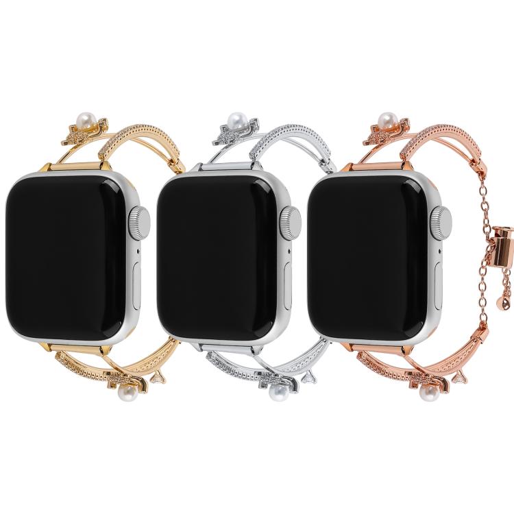 For Apple Watch 42mm / 41mm / 40mm / 38mm Copper-Inlaid Bear Zircon Bracelet Watch Band(Siver) - free shipping - PMC TechLife - Order now!