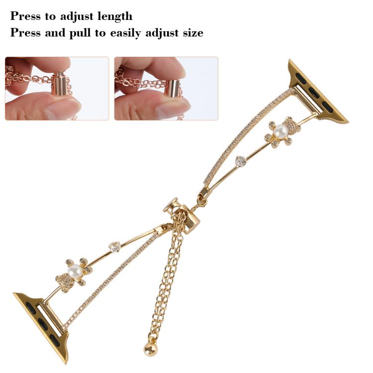 For Apple Watch 46mm / 49mm / 45mm / 44mm Copper-Inlaid Bear Zircon Bracelet Watch Band(Rose Gold) - free shipping - PMC TechLife - Order now!