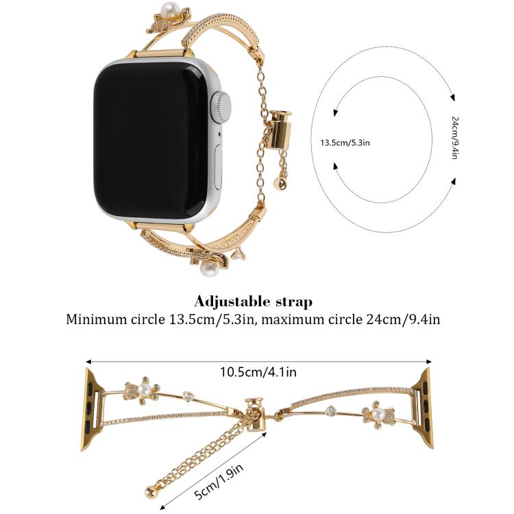 For Apple Watch 42mm / 41mm / 40mm / 38mm Copper-Inlaid Bear Zircon Bracelet Watch Band(Siver) - free shipping - PMC TechLife - Order now!