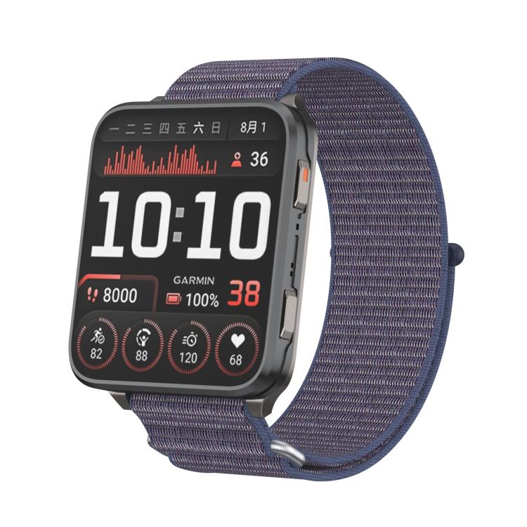 For Garmin Venu X1 Two Section Metal Ring Nylon Hook and Loop Fastener Watch Band(Midnight Blue) - free shipping - PMC TechLife - Order now!