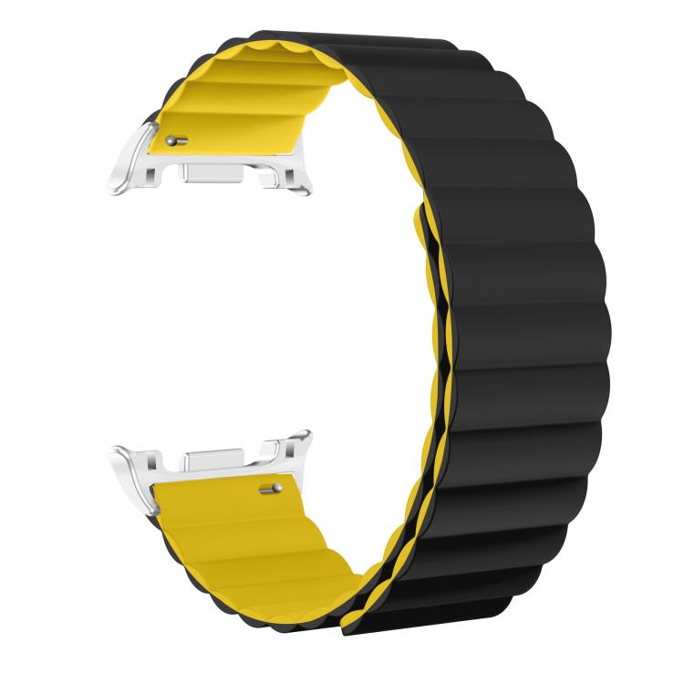 For Samsung Galaxy Watch8 / Watch8 Classic Magnetic Silicone Watch Band(Black+Yellow) - free shipping - PMC TechLife - Order now!