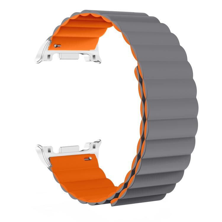 For Samsung Galaxy Watch8 / Watch8 Classic Magnetic Silicone Watch Band(Gray+Orange) - free shipping - PMC TechLife - Order now!