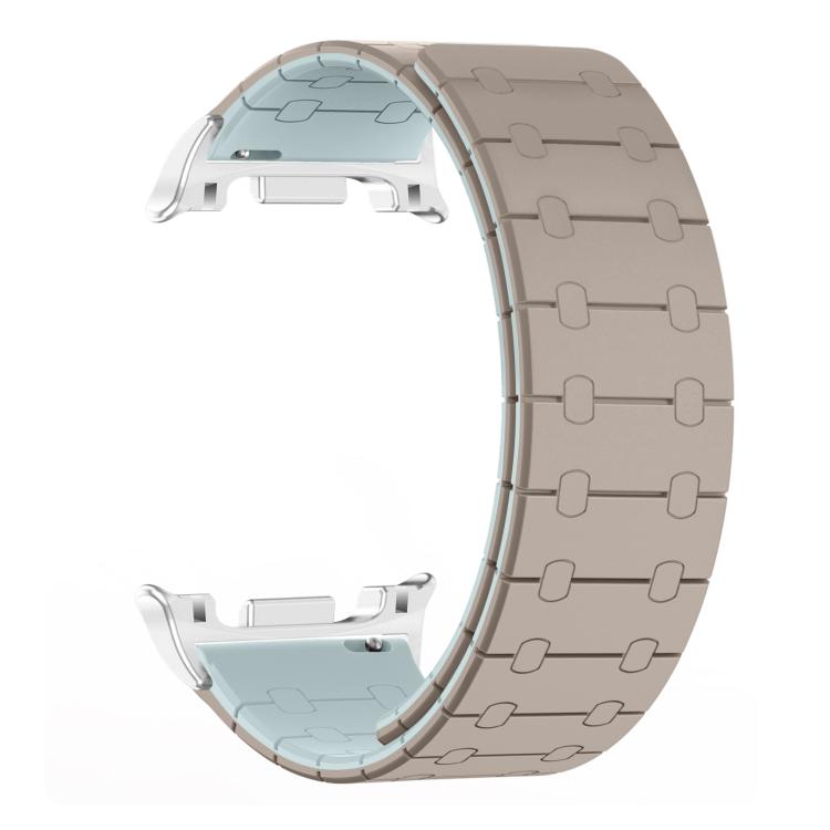 For Samsung Galaxy Watch8 / Watch8 Classic Two Color Loop Magnetic Silicone Watch Band(Khaki+Light Cyan) - free shipping - PMC TechLife - Order now!
