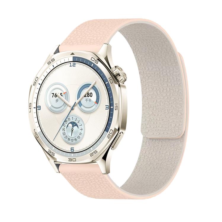 22mm Lychee Texture Soft Magnetic Silicone Watch Band(Milk Tea White) - free shipping - PMC TechLife - Order now!