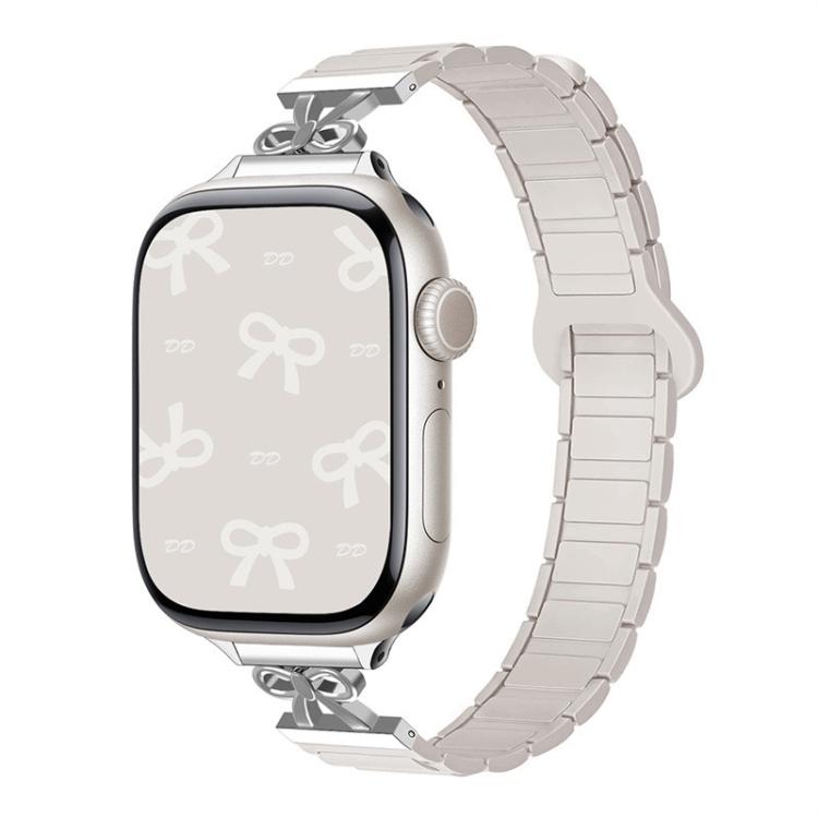 For Apple Watch 46mm / 49mm / 45mm / 44mm Bow Small Waist Magnetic Silicone Watch Band(Starlight) - free shipping - PMC TechLife - Order now!