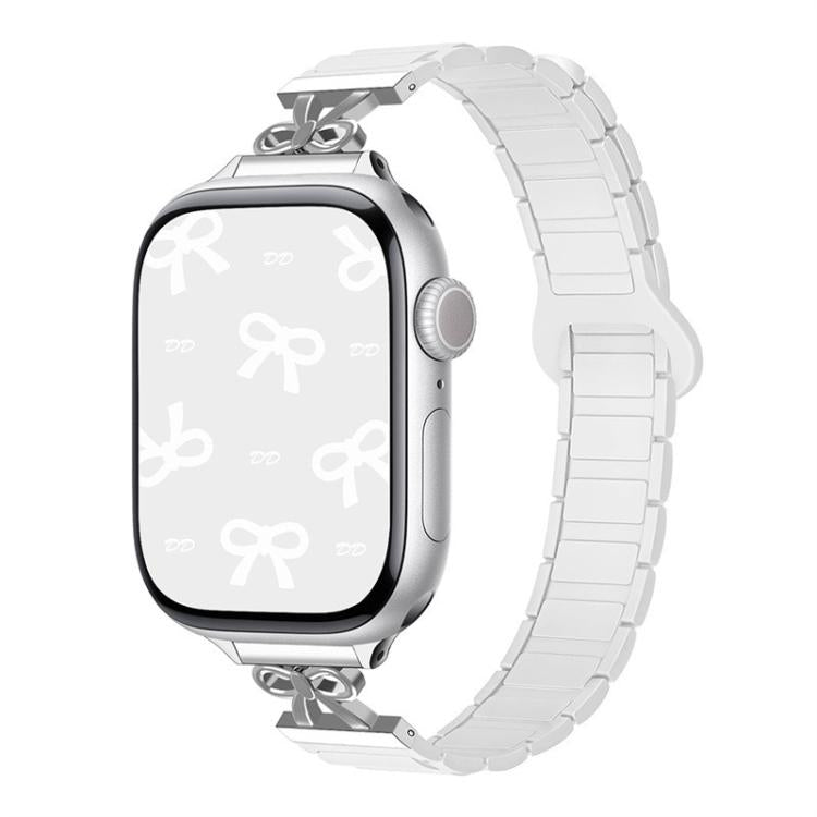 For Apple Watch 42mm / 41mm / 40mm / 38mm Bow Small Waist Magnetic Silicone Watch Band(Ceramic White) - free shipping - PMC TechLife - Order now!