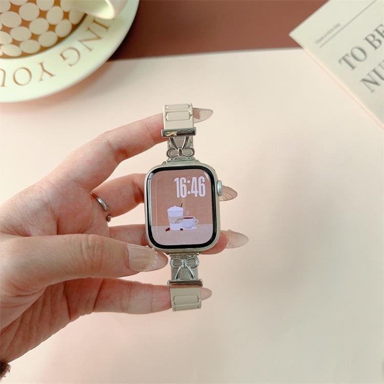 For Apple Watch 42mm / 41mm / 40mm / 38mm Bow Small Waist Magnetic Silicone Watch Band(Black) - free shipping - PMC TechLife - Order now!