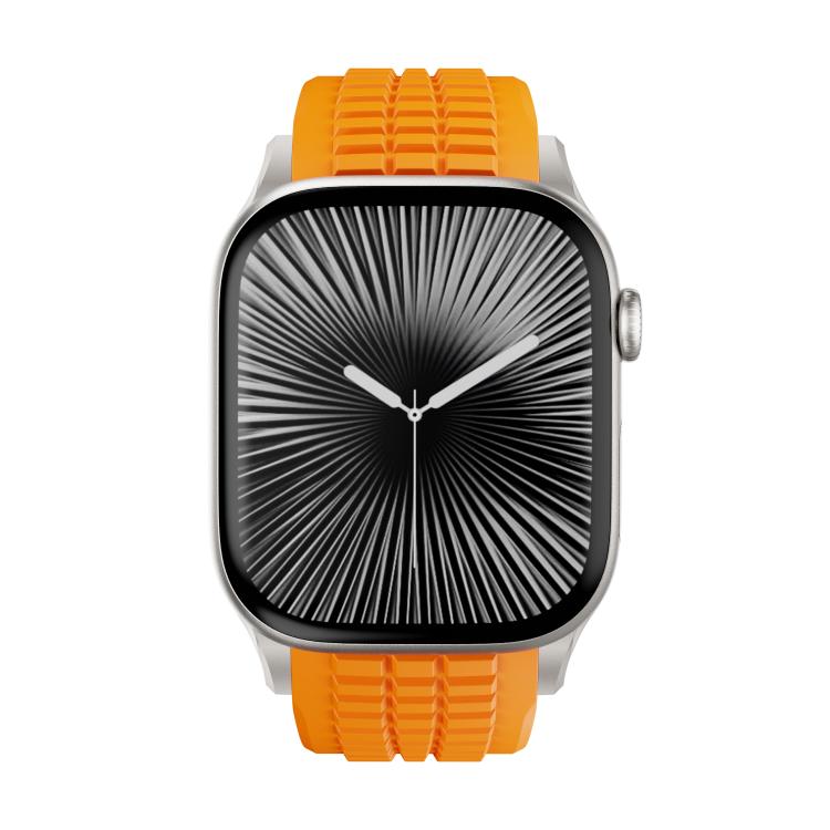 For Apple Watch 46mm / 49mm / 45mm / 44mm Knurled Texture Folding Buckle Silicone Watch Band(Titanium Orange) - free shipping - PMC TechLife - Order now!