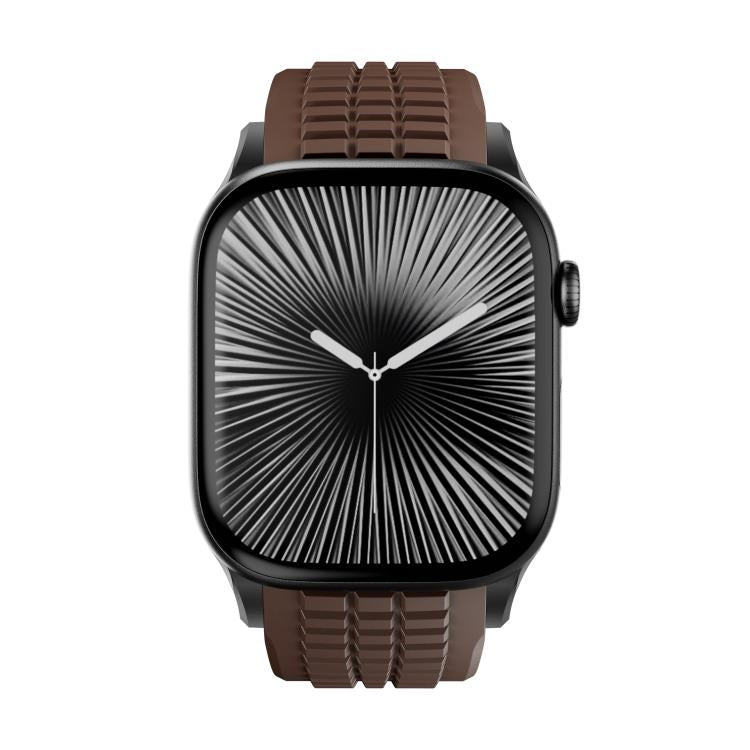 For Apple Watch 46mm / 49mm / 45mm / 44mm Knurled Texture Folding Buckle Silicone Watch Band(Black Curry) - free shipping - PMC TechLife - Order now!