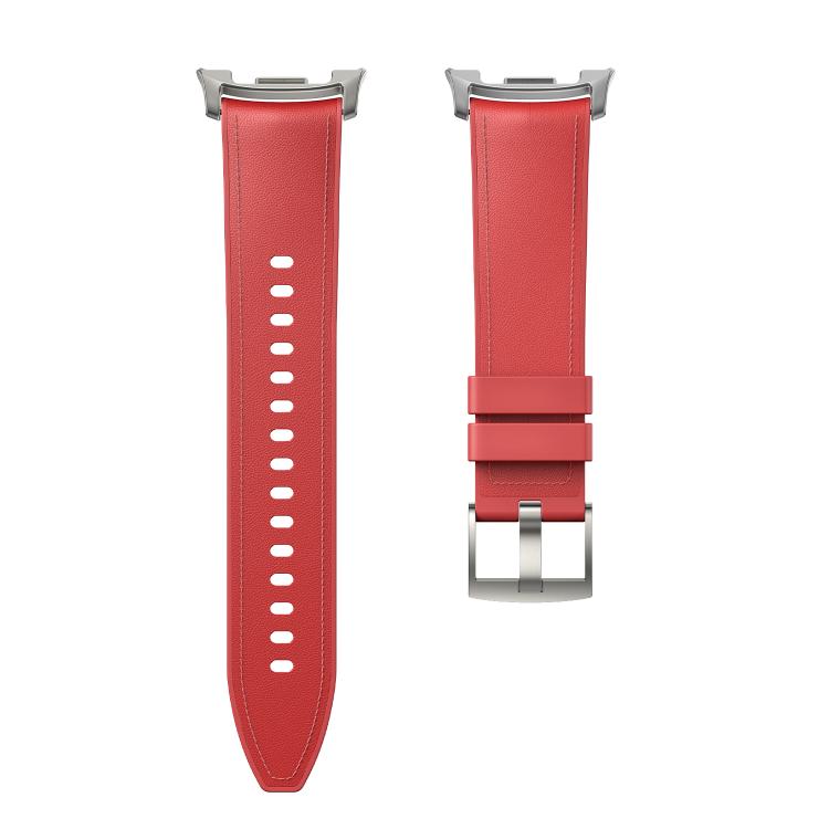 For Samsung Galaxy Watch8 / Watch8 Classic Metal Head Leather Skin Silicone Watch Band(Red) - free shipping - PMC TechLife - Order now!