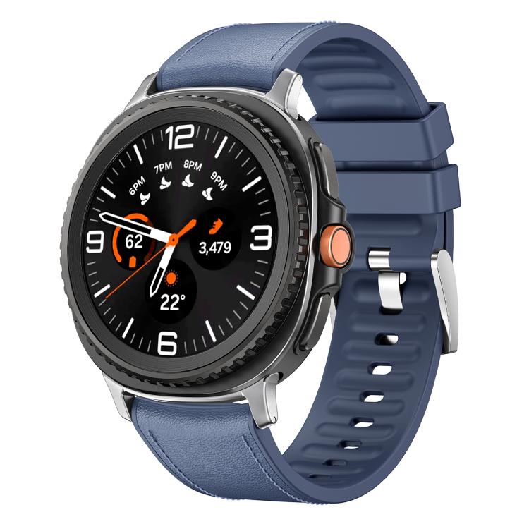 For Samsung Galaxy Watch8 / Watch8 Classic Metal Head Leather Skin Silicone Watch Band(Blue) - free shipping - PMC TechLife - Order now!