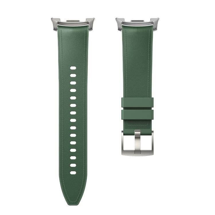 For Samsung Galaxy Watch8 / Watch8 Classic Metal Head Leather Skin Silicone Watch Band(Green) - free shipping - PMC TechLife - Order now!