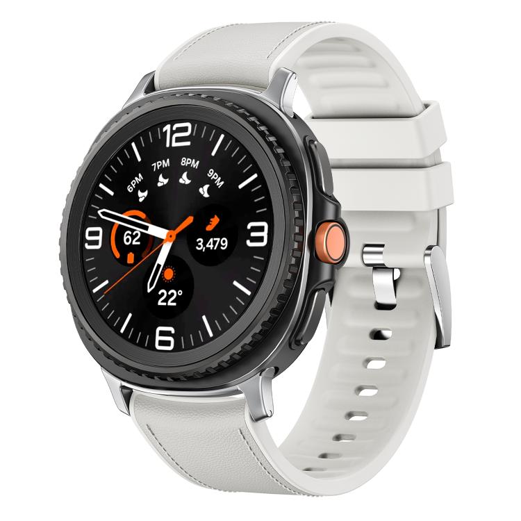 For Samsung Galaxy Watch8 / Watch8 Classic Metal Head Leather Skin Silicone Watch Band(White) - free shipping - PMC TechLife - Order now!