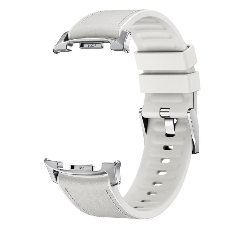 For Samsung Galaxy Watch8 / Watch8 Classic Metal Head Leather Skin Silicone Watch Band(White) - free shipping - PMC TechLife - Order now!