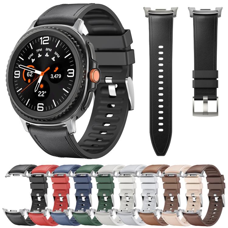 For Samsung Galaxy Watch8 / Watch8 Classic Metal Head Leather Skin Silicone Watch Band(Light Gray) - free shipping - PMC TechLife - Order now!