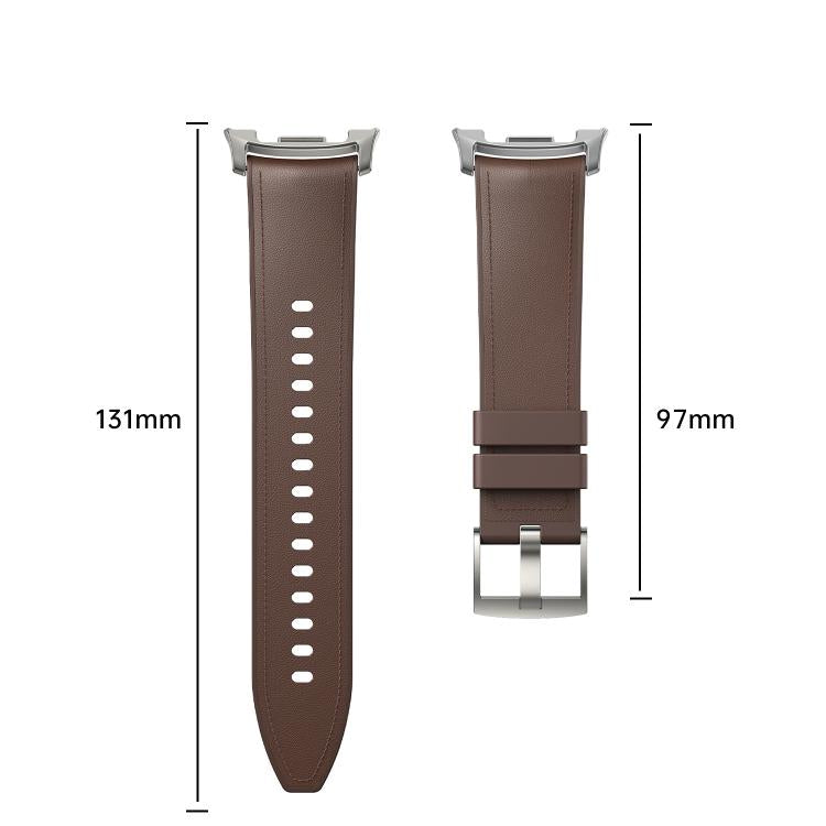 For Samsung Galaxy Watch8 / Watch8 Classic Metal Head Leather Skin Silicone Watch Band(Light Gray) - free shipping - PMC TechLife - Order now!
