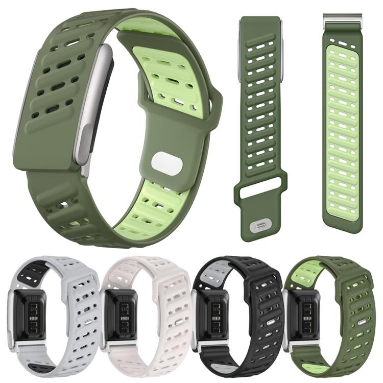 Reverse Buckle Sports Breathable Silicone Watch Band For WHOOP 5.0 Electrocardiogram(Dark Green Light Green) - free shipping - PMC TechLife - Order now!