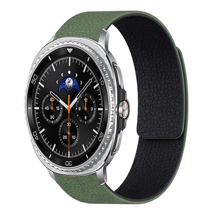 For Samsung Galaxy Watch8 / 8 Classic Lychee Texture Soft Magnetic Silicone Watch Band(Green Black) - free shipping - PMC TechLife - Order now!
