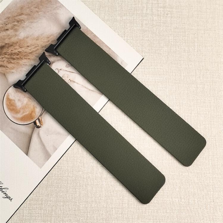For Samsung Galaxy Watch8 / 8 Classic Lychee Texture Soft Magnetic Silicone Watch Band(Green Black) - free shipping - PMC TechLife - Order now!