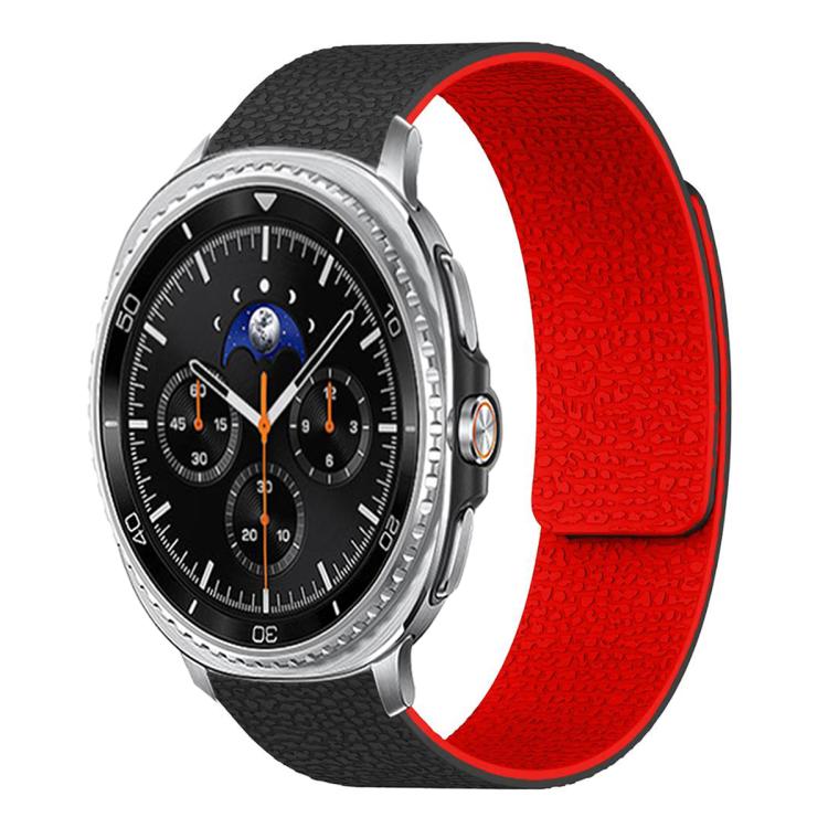 For Samsung Galaxy Watch8 / 8 Classic Lychee Texture Soft Magnetic Silicone Watch Band(Black Red) - free shipping - PMC TechLife - Order now!