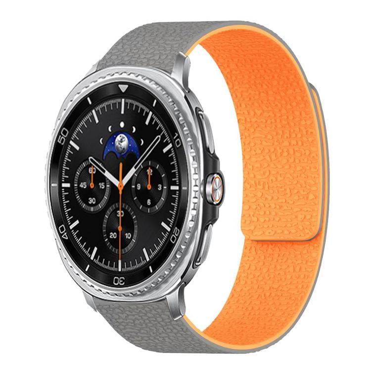 For Samsung Galaxy Watch8 / 8 Classic Lychee Texture Soft Magnetic Silicone Watch Band(Gray Orange) - free shipping - PMC TechLife - Order now!