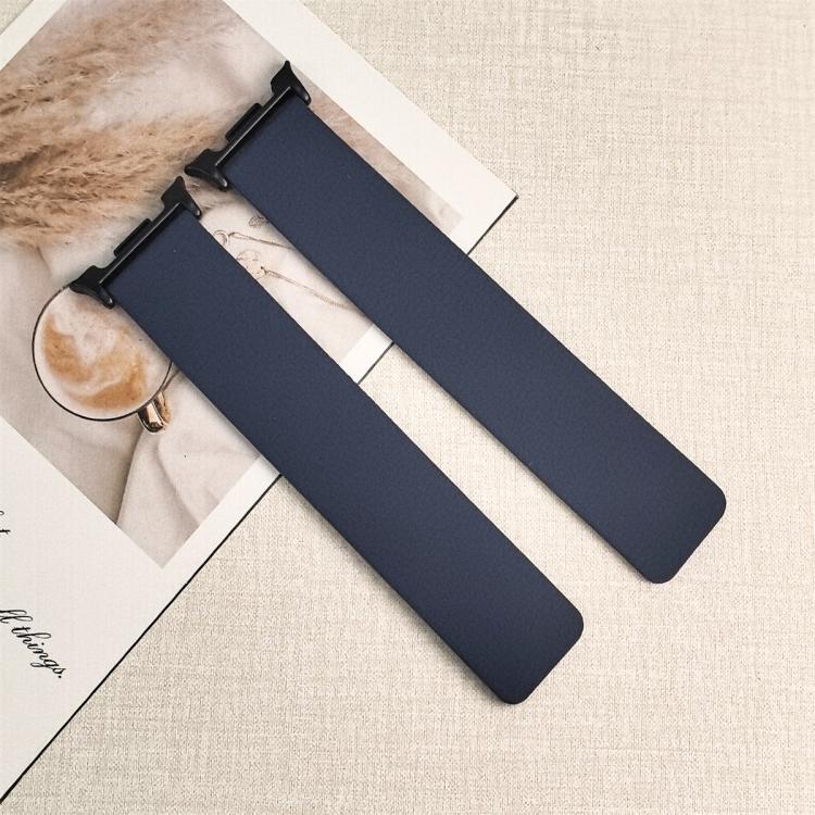 For Samsung Galaxy Watch Ultra 47mm / Ultra 2025 Lychee Texture Soft Magnetic Silicone Watch Band(Dark Blue) - free shipping - PMC TechLife - Order now!