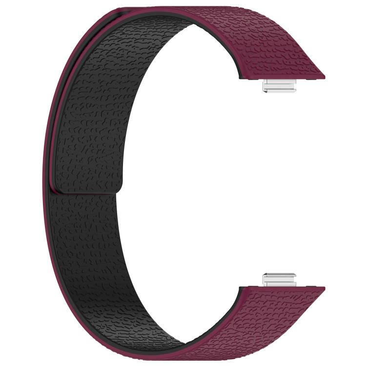 For Huawei Watch Fit4 / Fit4 Pro / Fit3 Lychee Texture Soft Magnetic Silicone Watch Band(Wine Black) - free shipping - PMC TechLife - Order now!