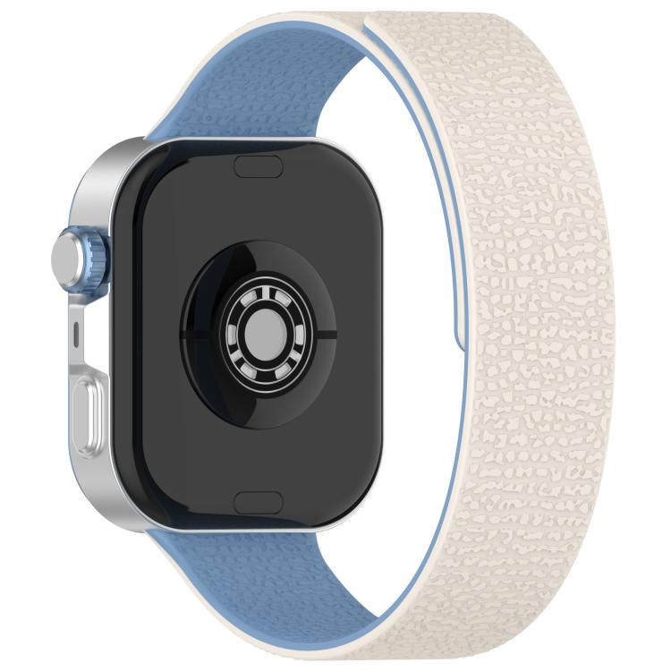 For Huawei Watch Fit4 / Fit4 Pro / Fit3 Lychee Texture Soft Magnetic Silicone Watch Band(White Blue) - free shipping - PMC TechLife - Order now!