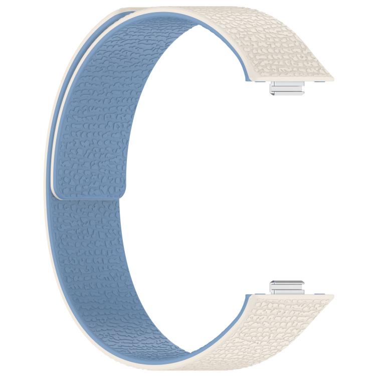 For Huawei Watch Fit4 / Fit4 Pro / Fit3 Lychee Texture Soft Magnetic Silicone Watch Band(White Blue) - free shipping - PMC TechLife - Order now!