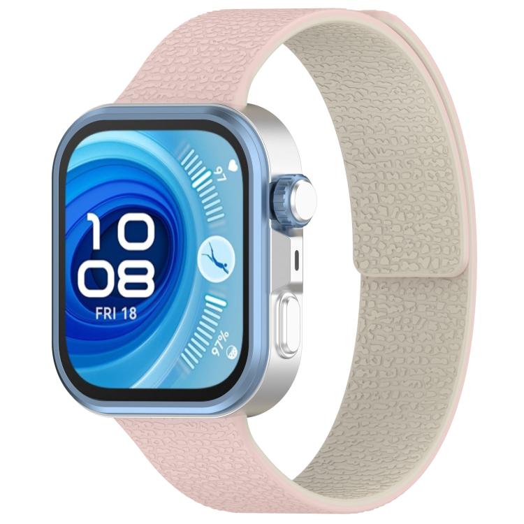 For Huawei Watch Fit4 / Fit4 Pro / Fit3 Lychee Texture Soft Magnetic Silicone Watch Band(Pink Starlight) - free shipping - PMC TechLife - Order now!