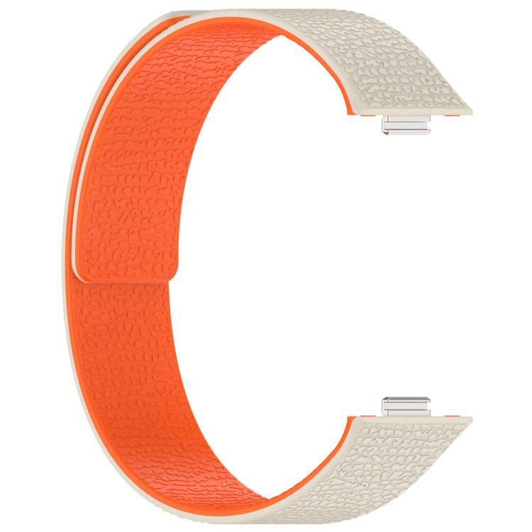 For Huawei Watch Fit4 / Fit4 Pro / Fit3 Lychee Texture Soft Magnetic Silicone Watch Band(Starlight Orange) - free shipping - PMC TechLife - Order now!