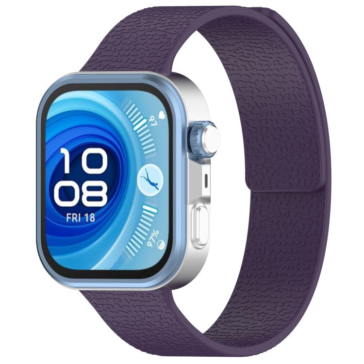 For Huawei Watch Fit4 / Fit4 Pro / Fit3 Lychee Texture Soft Magnetic Silicone Watch Band(Dark Purple) - free shipping - PMC TechLife - Order now!