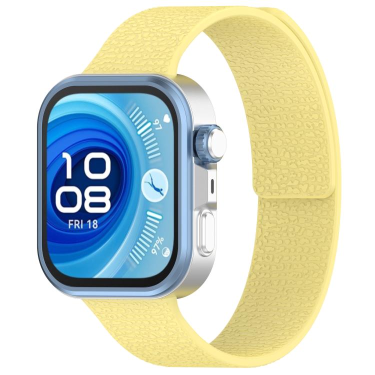 For Huawei Watch Fit4 / Fit4 Pro / Fit3 Lychee Texture Soft Magnetic Silicone Watch Band(Light Yellow) - free shipping - PMC TechLife - Order now!