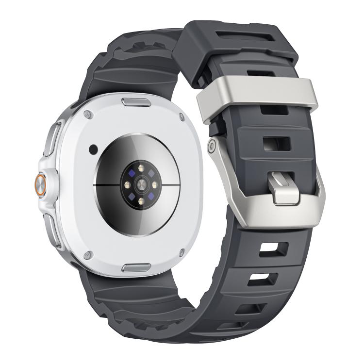 For Samsung Galaxy Watch8 / Watch8 Classic Silver Buckle Silicone Watch Band(Charcoal Black) - free shipping - PMC TechLife - Order now!